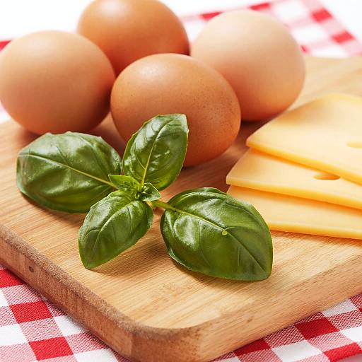 Fresh Ingredients on Rustic Cutting Board