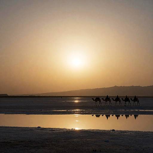 Eclipsed Salt Flats Caravan at Twilight