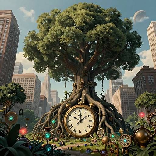 Surreal Cityscape Meets Nature's Grandeur