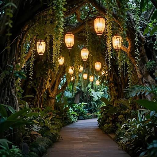 Serene Lantern-lit Garden Pathway