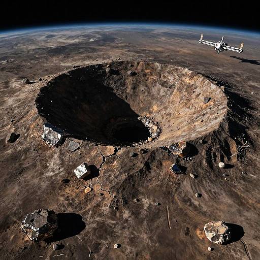 Barren Planet with Asteroid Crater