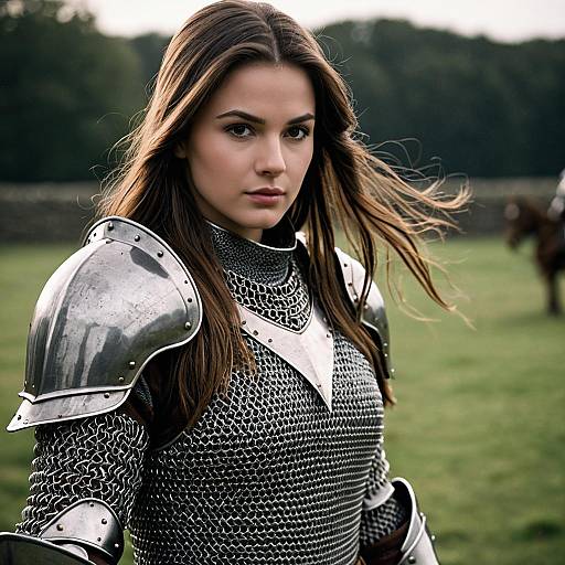 Young Woman in Medieval Knight Armor
