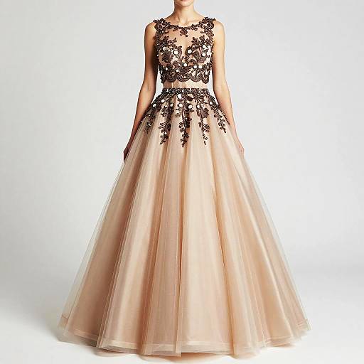 Two-Piece Champagne-Blush Tulle Ball Gown