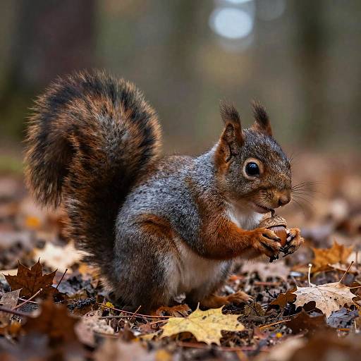 Detailed Squirrel in Autumn Forest