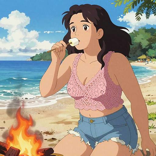 Boho Beach Bonfire in Toei Style