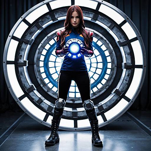 Woman in Arc Reactor Cosplay Costume