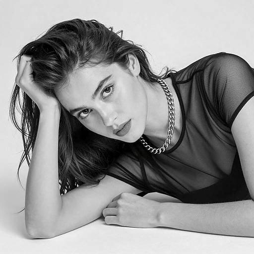 Intense Gaze of a Dark-Haired Woman