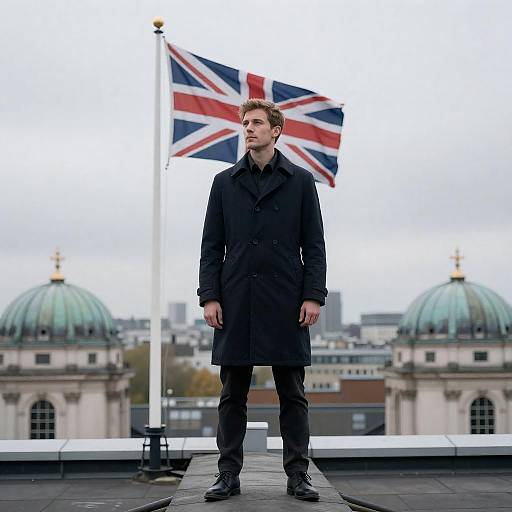 Mysterious Man Overlooking Cityscape