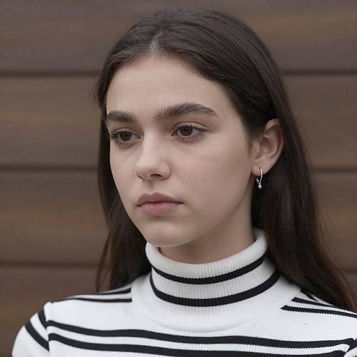 Portrait of a Woman in Striped Turtleneck