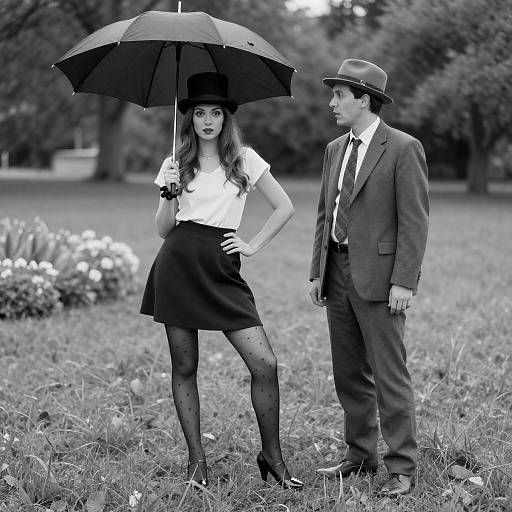 Top-Hatted Woman and Surprised Man