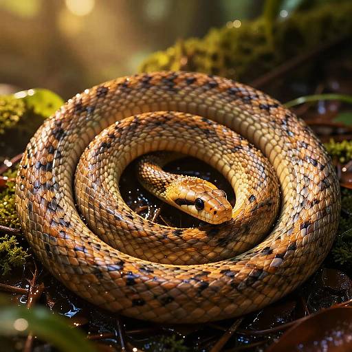 Sunbeam Snake Coiled in Jungle