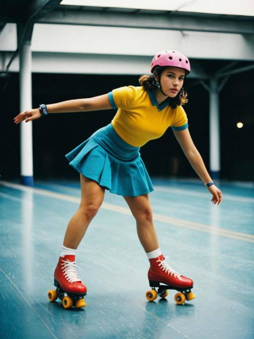 Young Woman Roller Skating Indoors