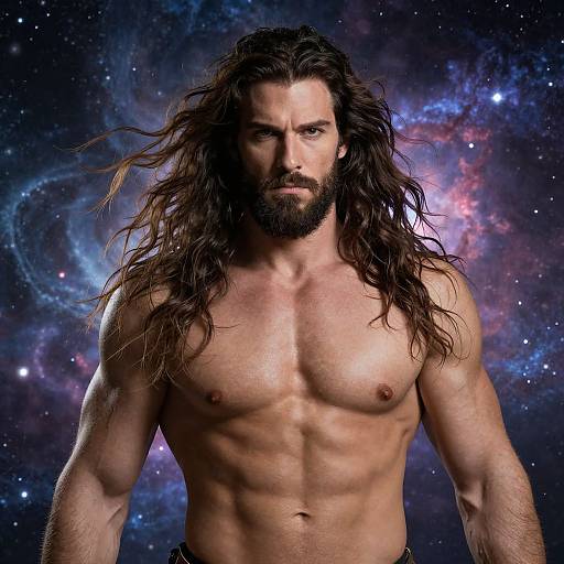 Mythological Muscular Man in Cosmos