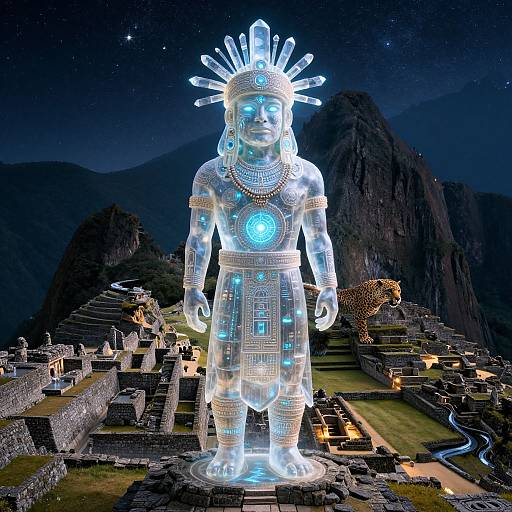 Transcendent Peruvian Shaman at Machu Picchu