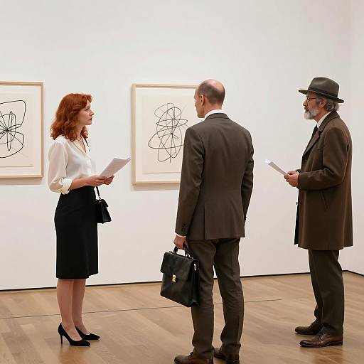 Art Gallery Scene with Diverse Characters