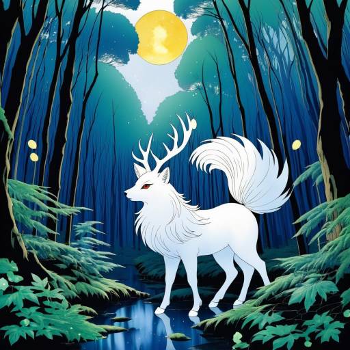 Mystical Forest Creature in Manga Style