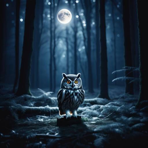 Owl in Moonlit Forest