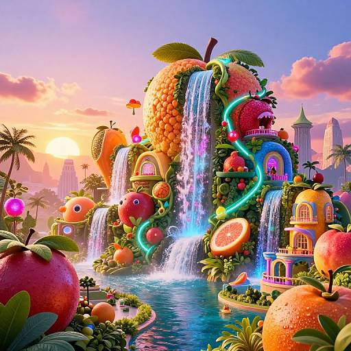 Frutopia: Neon Fruit Cityscape