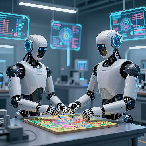 Cyberpunk AI Lab Creating Digital Art