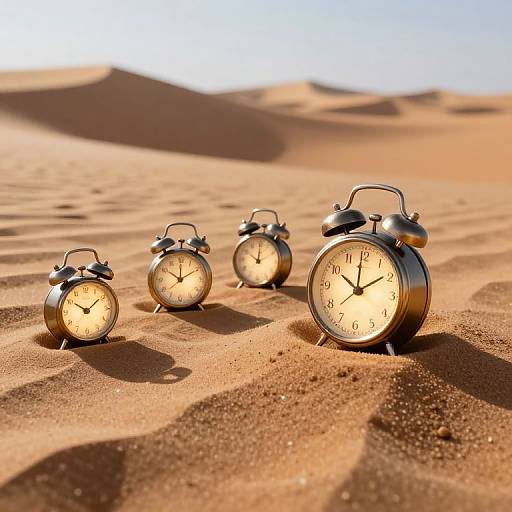 Glowing Clocks Desert Ticking Backward