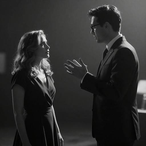 Noir Portrait: Man and Woman Gazing