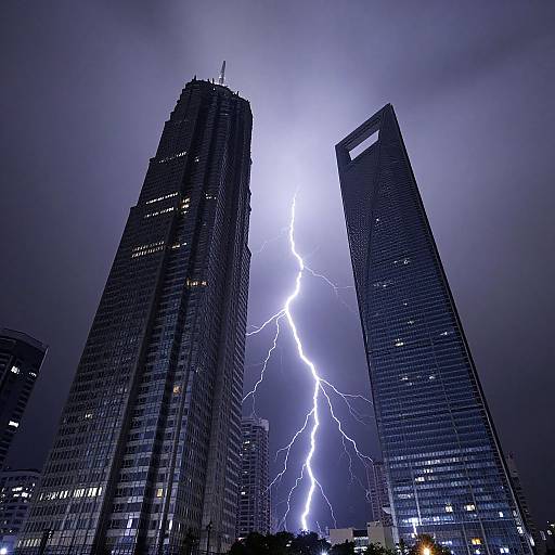 Skyscrapers Amid Lightning Storm