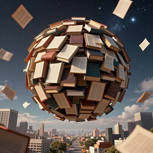 Colossal Sphere of Floating Books