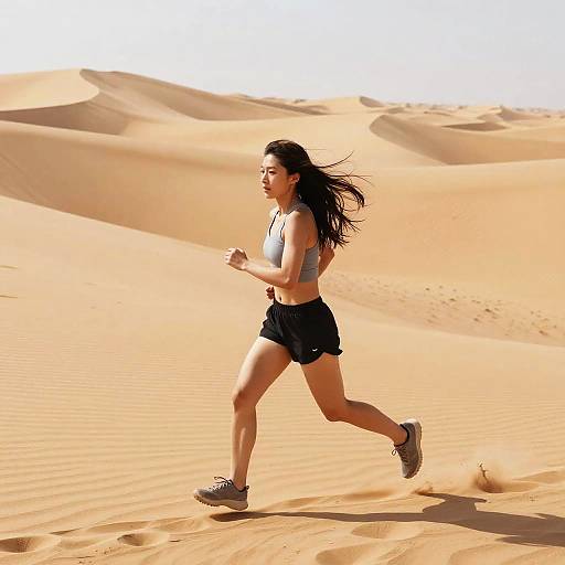 Woman Running in Desert Sand Dunes