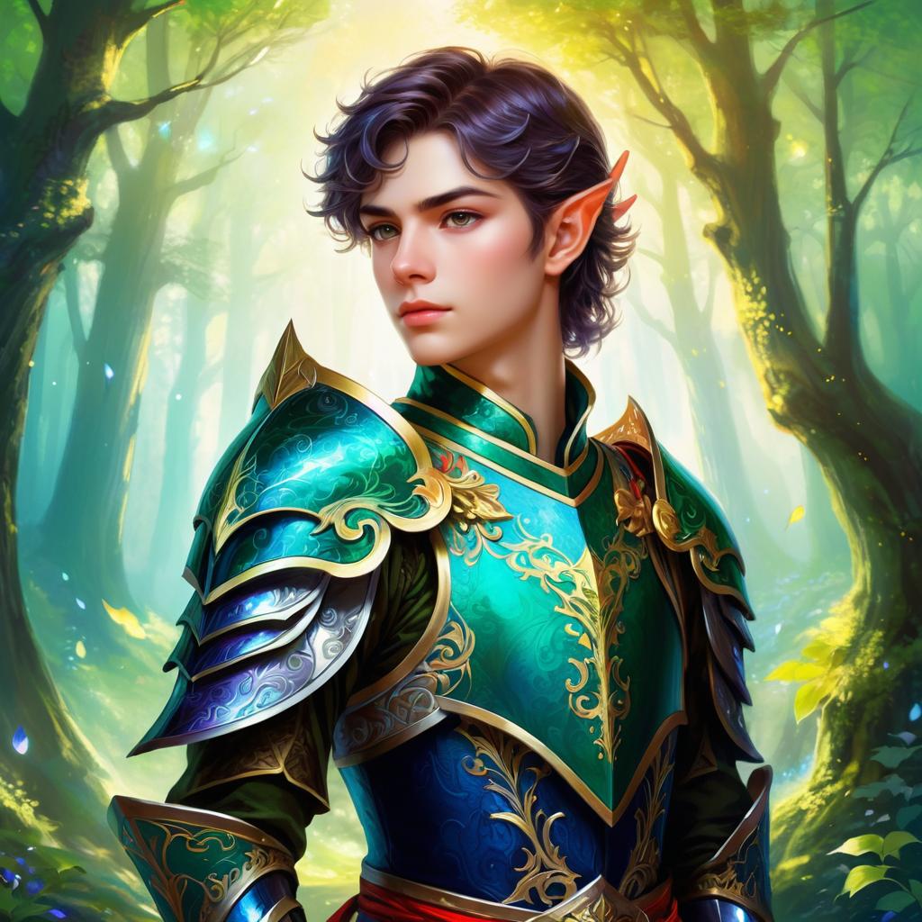 Enchanted Elf Prince in Vibrant Armor