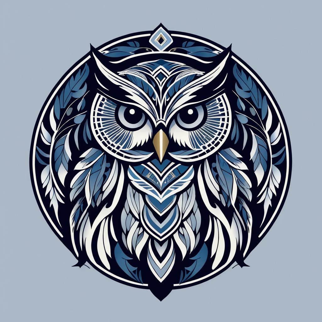 Elegant Art Deco Owl Logo Design