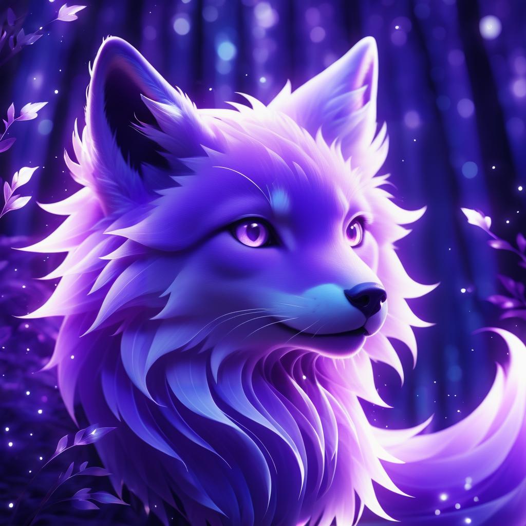 Ethereal Purple Fox in Anime Style