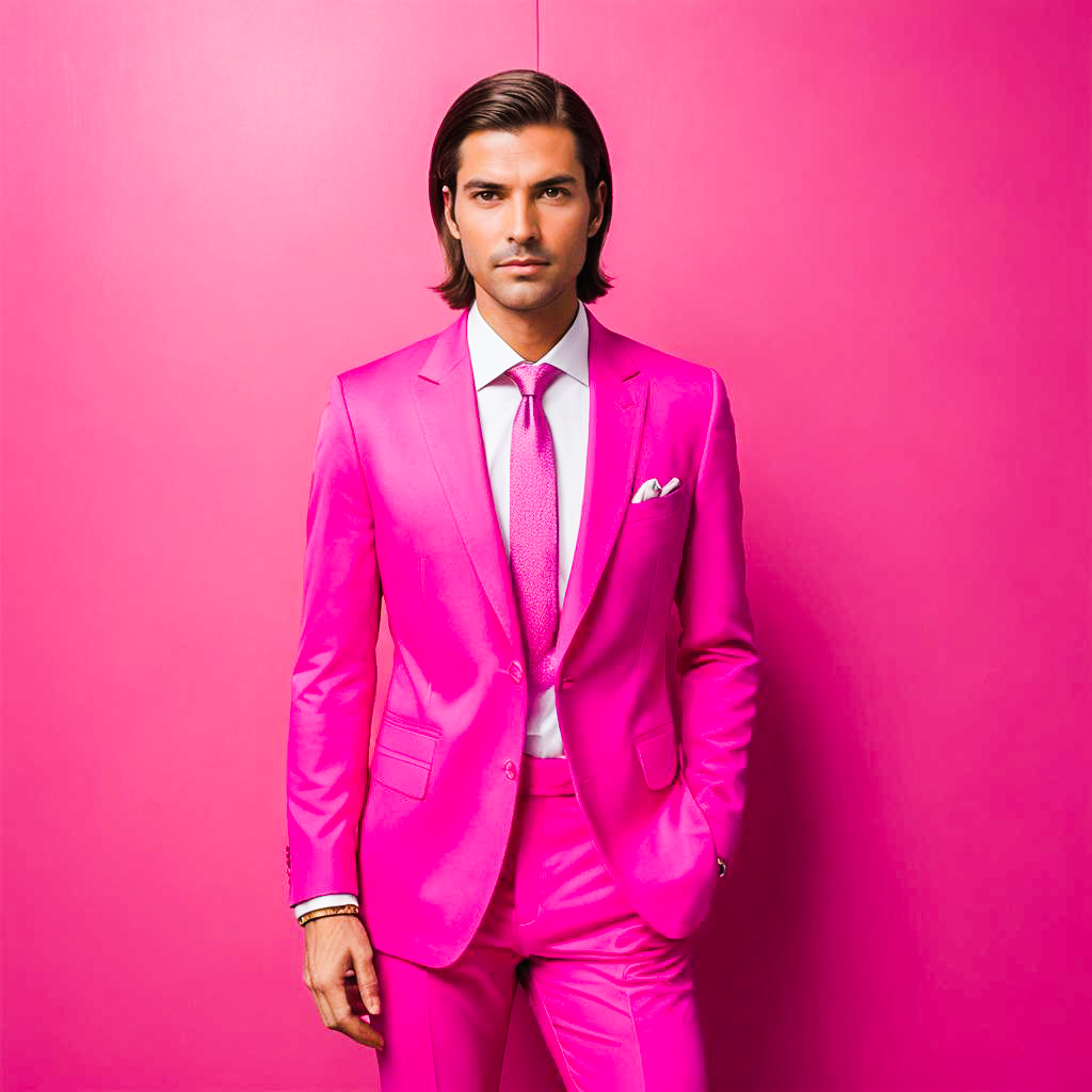 Fashion-Forward Young Man in Hot Pink