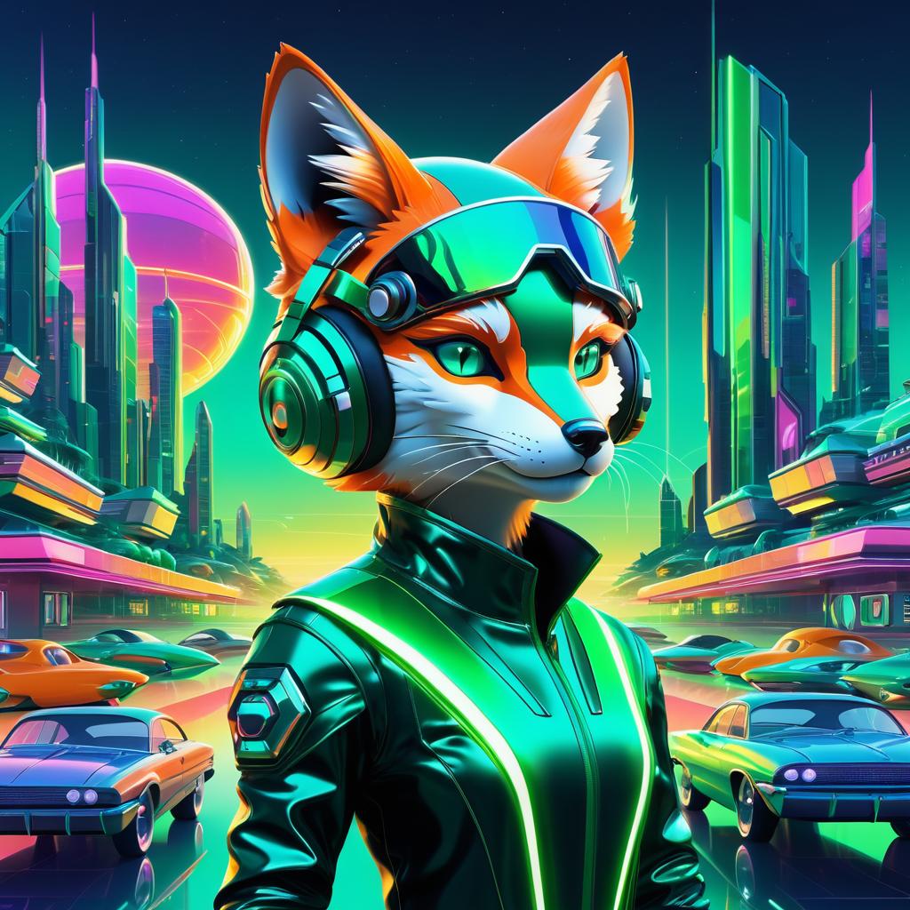 Futuristic Fox in Retro Suburbia