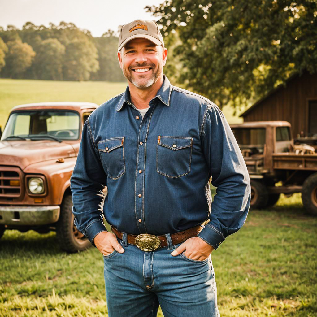 Joyful Farmer Portrait in Country Setting