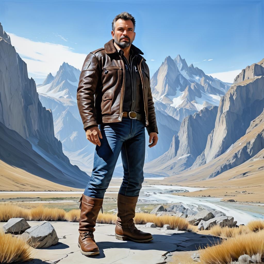 Rugged Explorer in Majestic Mountains