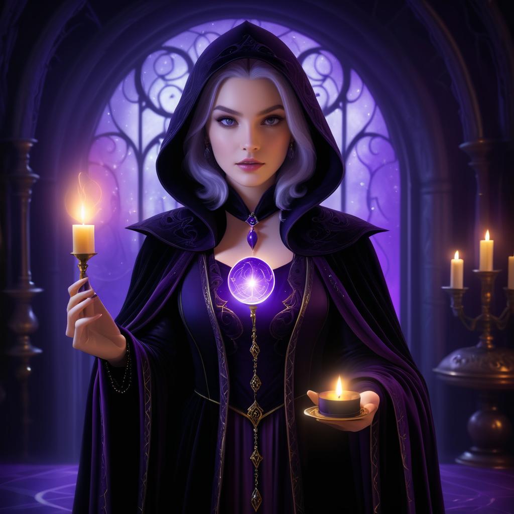 Cunning Sorceress in Candlelit Enchantment