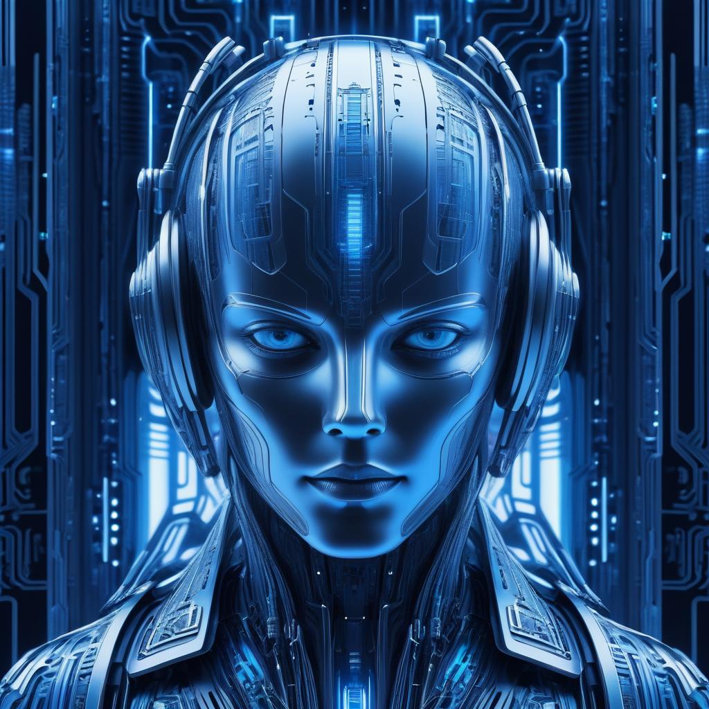 Intricate Robot Portrait in Dystopian Style