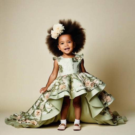 Toddler Girl in Floral Dress with Afro Hair