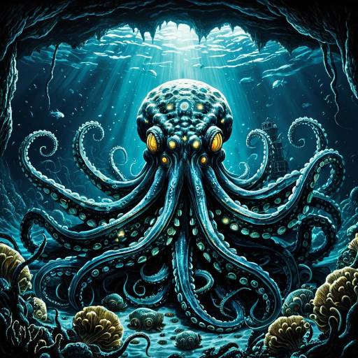 Mysterious Bioluminescent Kraken in Deep-Sea Abyss