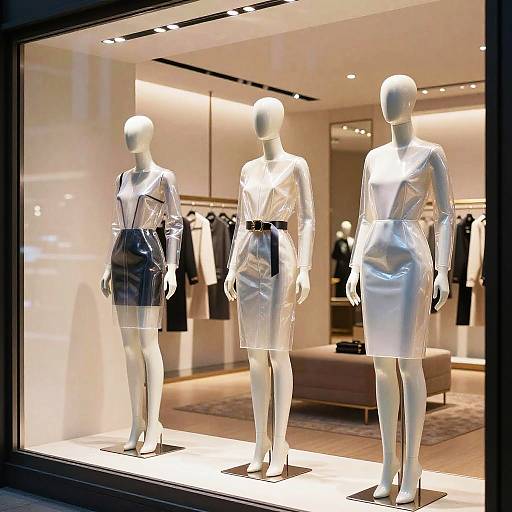 Elegant PVC Dresses in Boutique Display