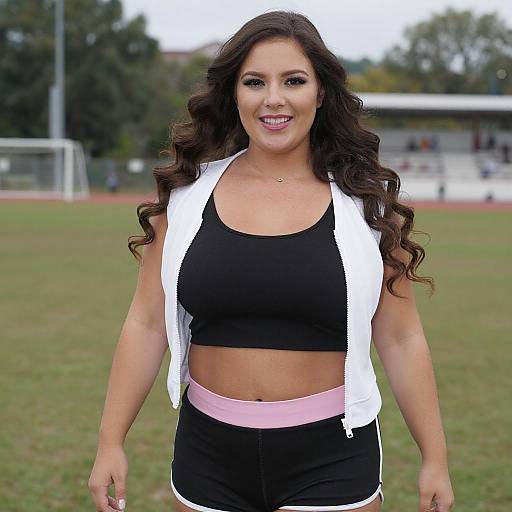 Confident Curvy Woman in Casual Outfit