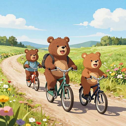 Cartoon Bear Family Biking Adventure
