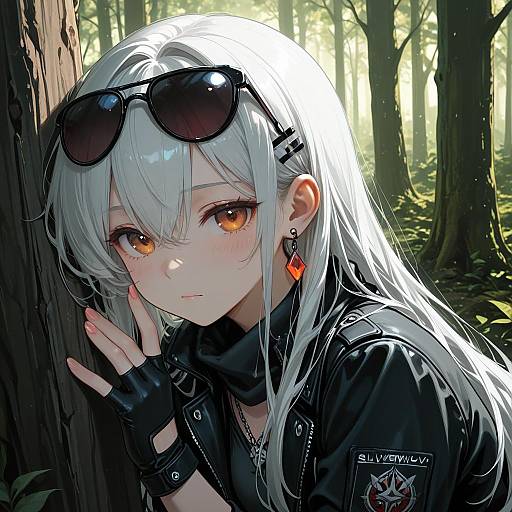 Smiling Girl with Jewelry in Forest