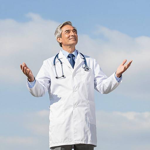 Welcoming Middle-Aged Doctor Outdoors