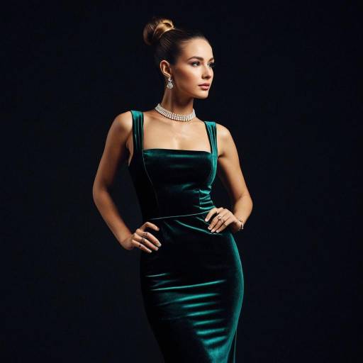 Elegant Woman in Green Velvet Dress