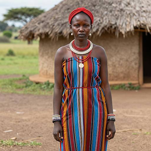 African Woman in Colorful Traditional Dress