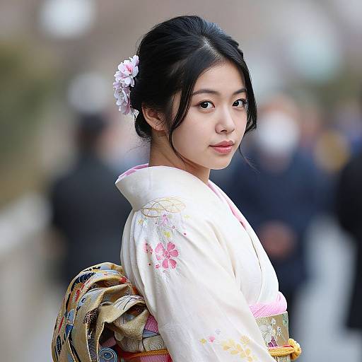 Realistic Japanese Woman in Kimono