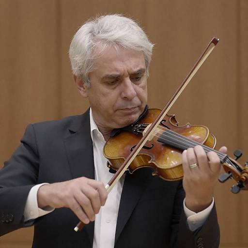 Focused Violinist in Dark Suit