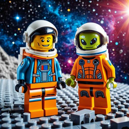 Lego Astronaut and Alien Figurines in Space