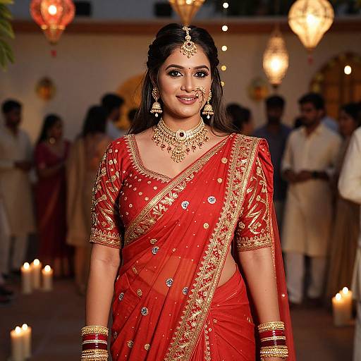 Elegant Woman in Traditional Indian Wedding